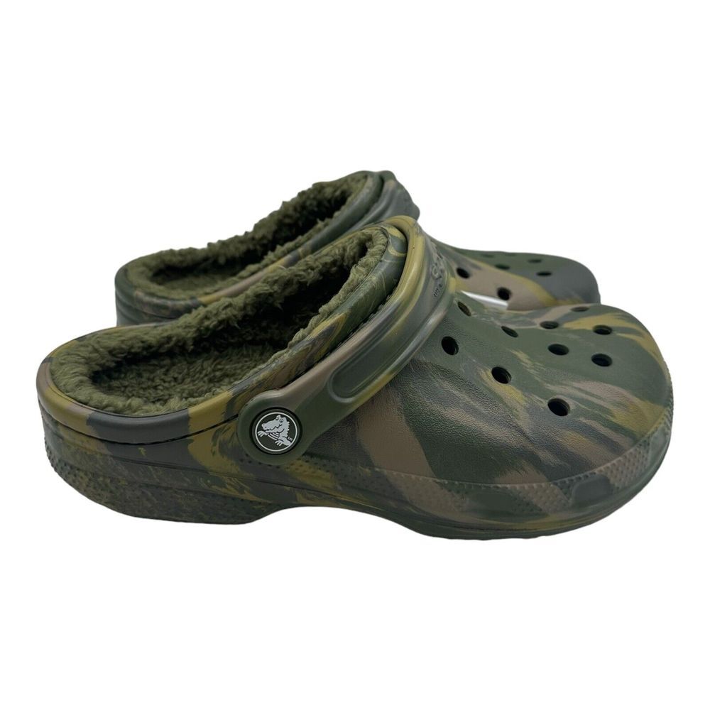 Crocs Ralen Lined‎ Army Green Camo Slip On Clog Shoes Size Men's 5 / Women's 7